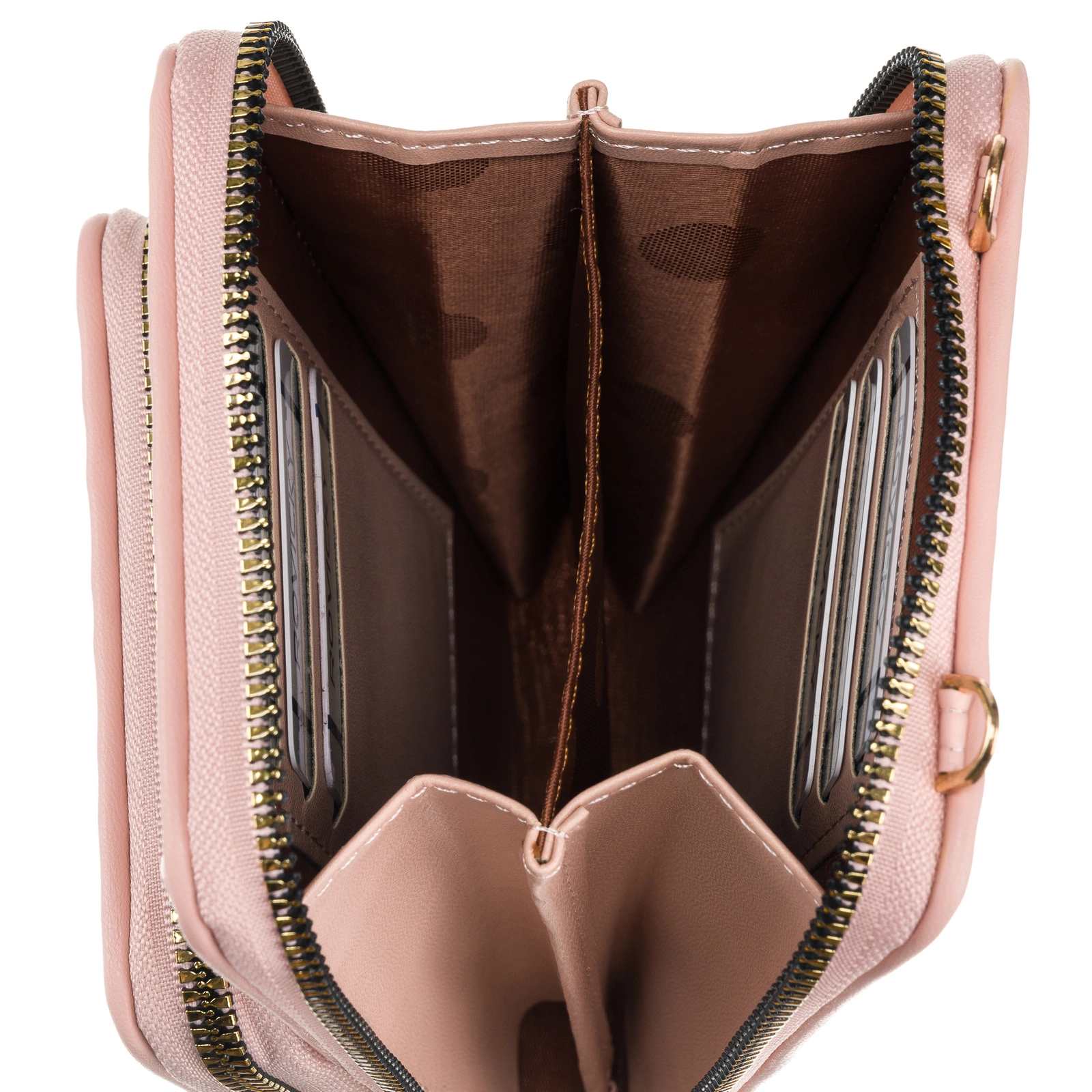 Ružová crossbody a peňaženka v jednom