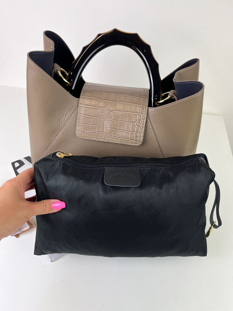 Hnedosivá kožená kabelka 2v1 Laura Biaggi DX-TS54-148-taupe