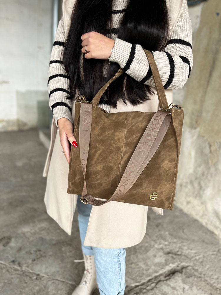 Dámska kabelka na rameno GROSSO hnedá semišová