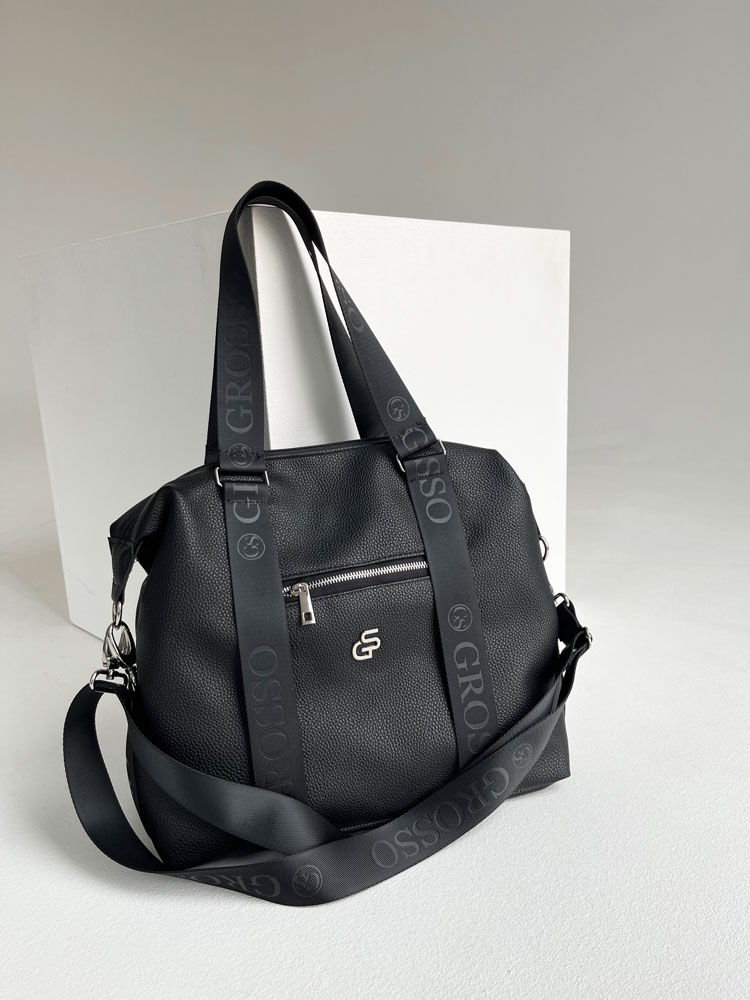 Čierna kabelka na rameno GROSSO GS-85-black/silver