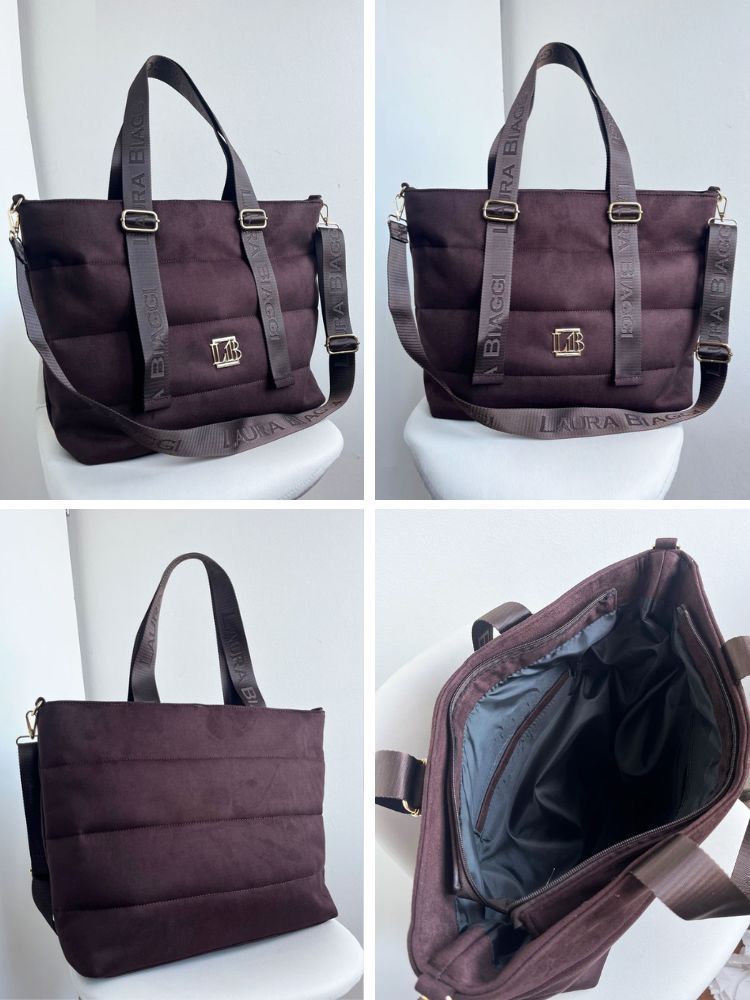 Semišová kabelka na rameno Laura Biaggi DX-2126-chocoZAM