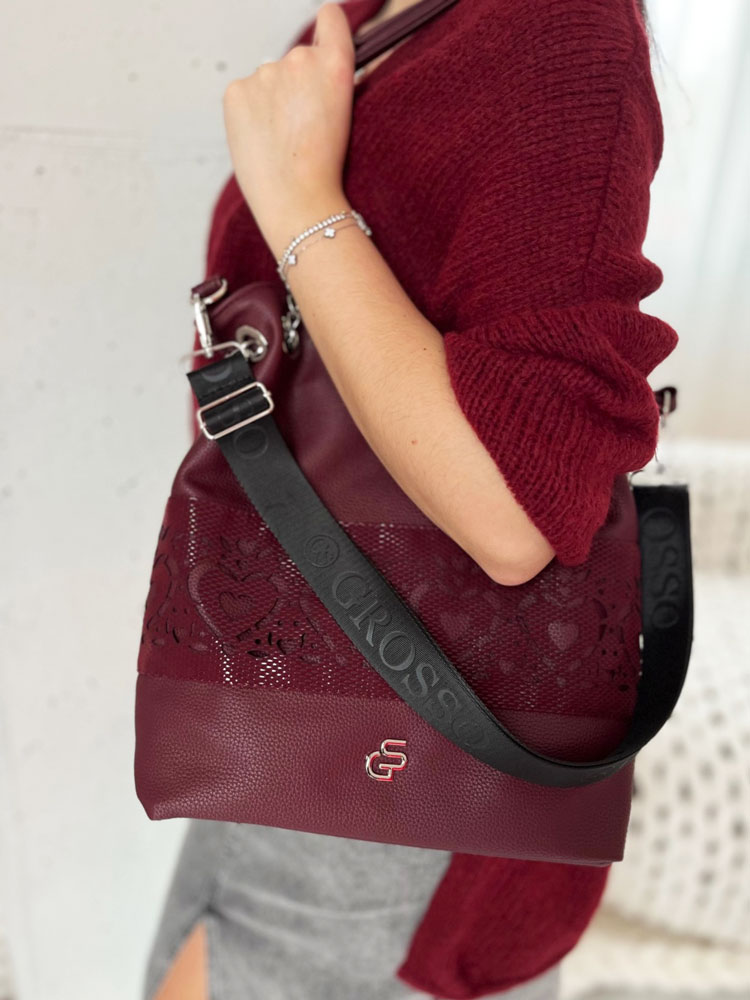 Bordová kabelka na rameno GROSSO GS-4015-bordo