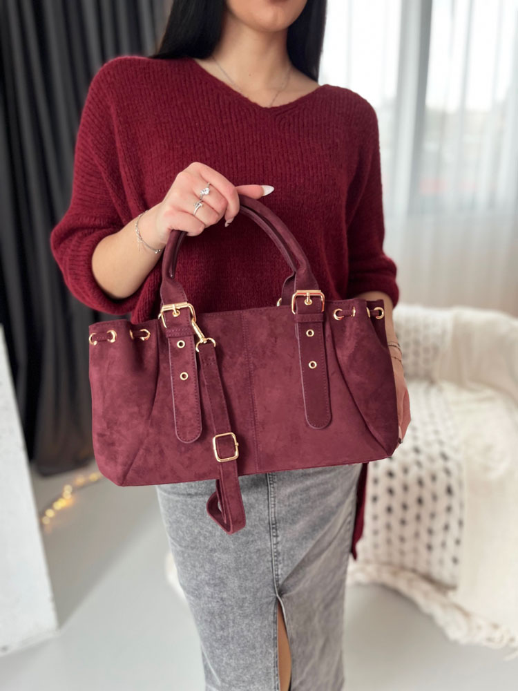 Bordová kabelka do ruky KJ-62080-A-bordo