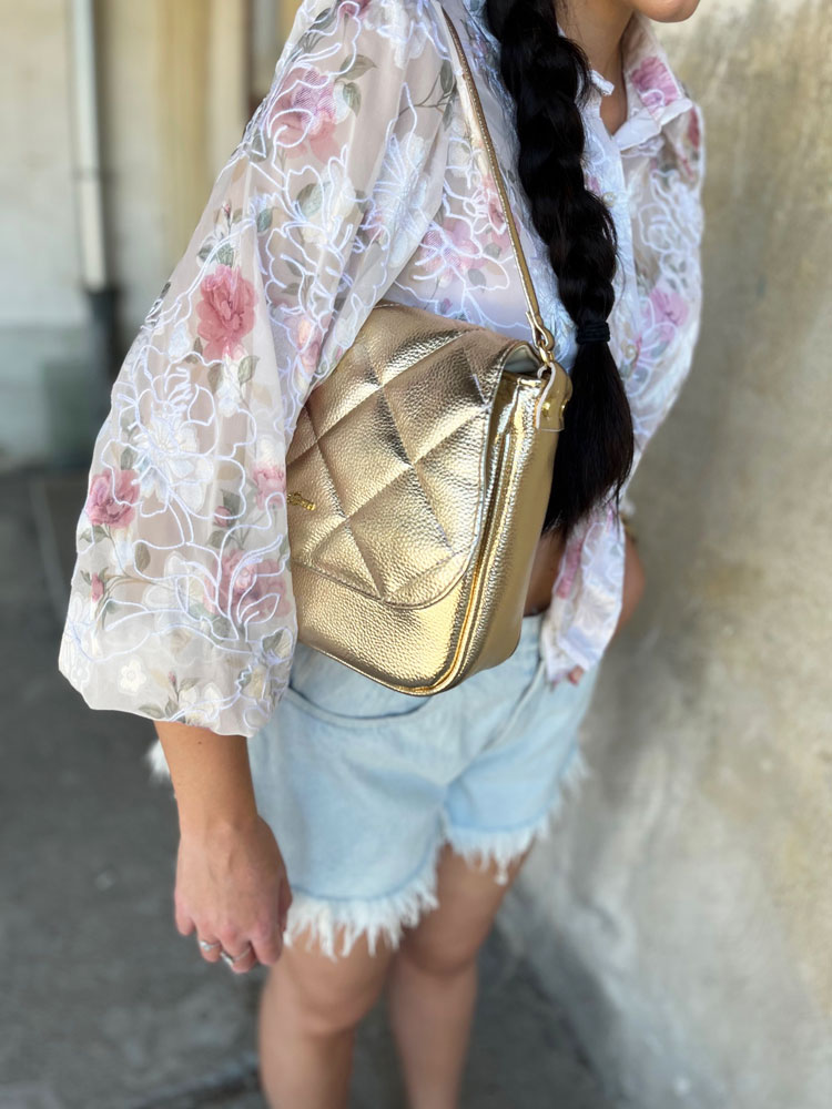 Zlatá kabelka na rameno GROSSO GS-3166-gold