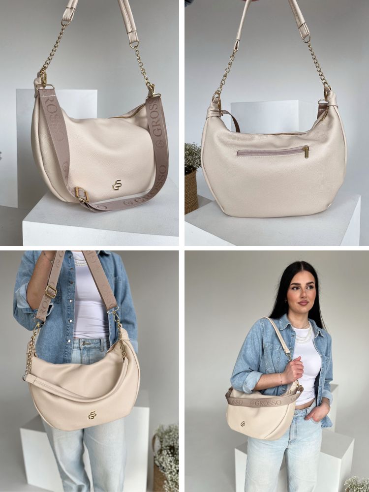 Béžová kabelka na rameno GROSSO GS-4008-beige