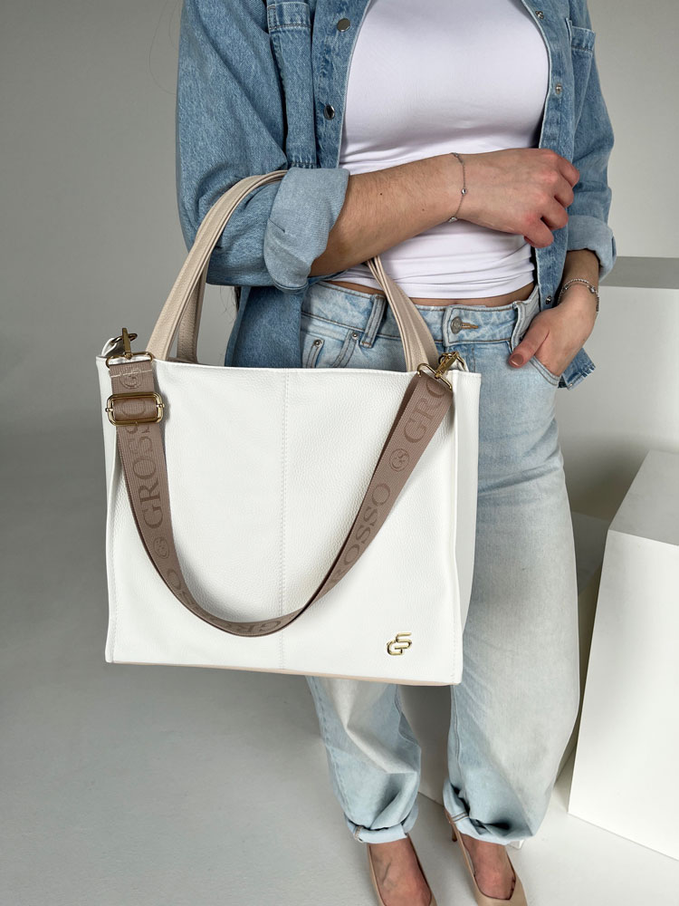 Dámska kabelka na rameno GROSSO biela