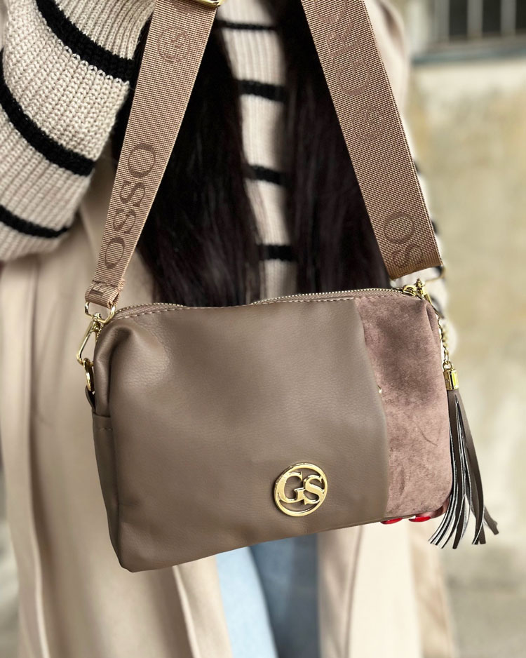 Hnedosivá crossbody kabelka GROSSO - praktická na každý deň