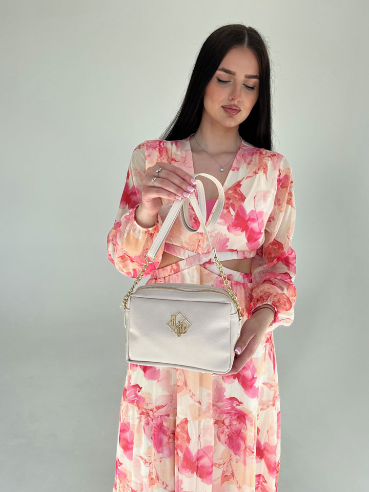Béžová crossbody Laura Biaggi s deleným vnútrom