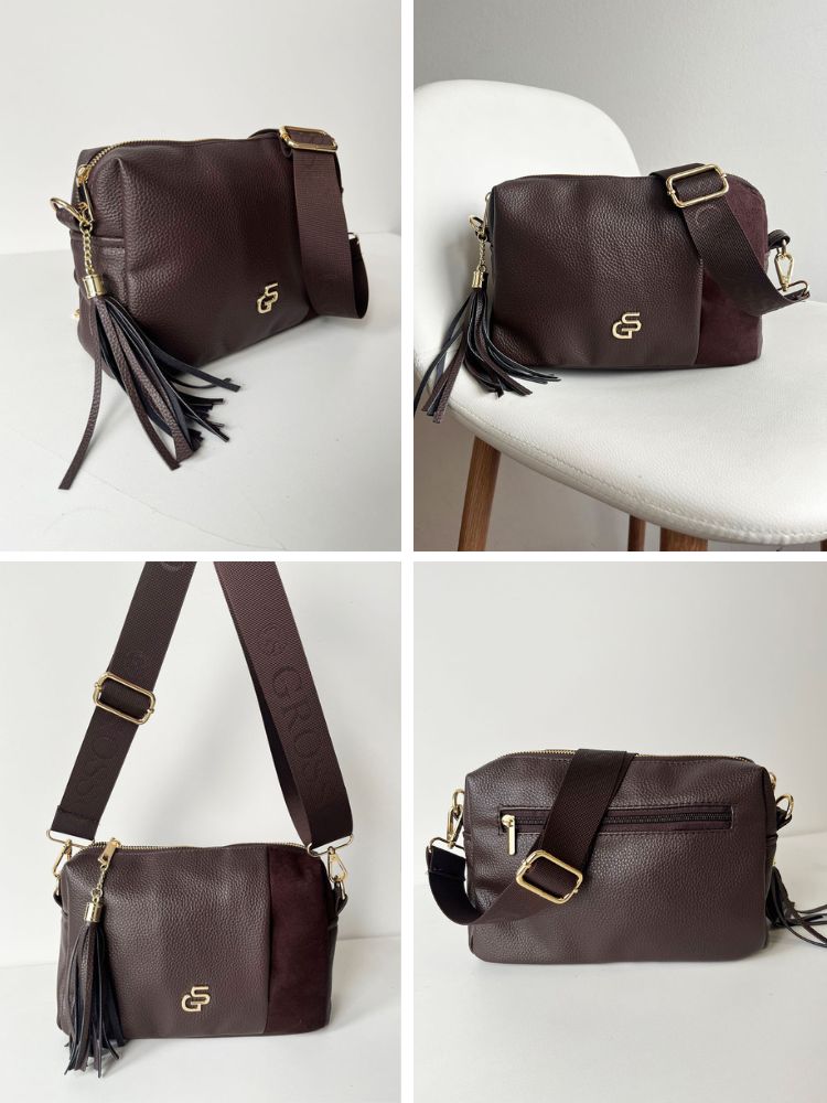 Čokoládová hnedá crossbody kabelka GROSSO - praktická na každý deň