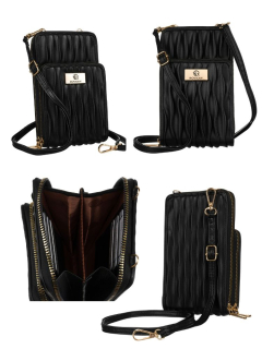 Malá kabelka na mobil crossbody a peňaženka čierna