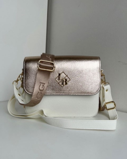 Bielo-zlatá crossbody kabelka s dvoma ramienkami Laura Biaggi